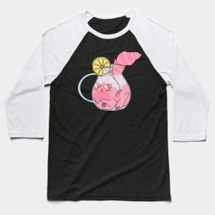 Pink Lemonade Cat Baseball T-Shirt